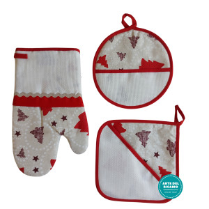 Potholders and Oven Glove to Cross Stitch - Christmas Trees